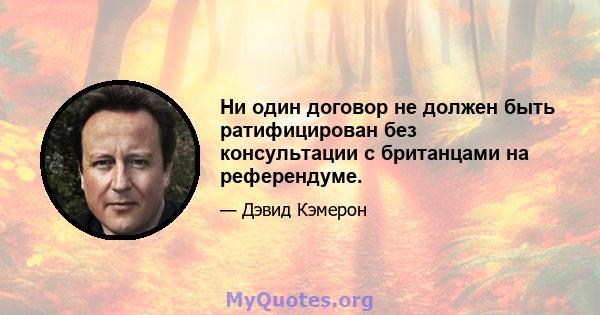 Ни один договор не должен быть ратифицирован без консультации с британцами на референдуме.