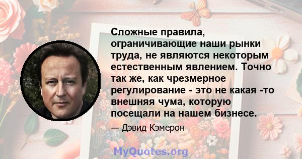 Сложные правила, ограничивающие наши рынки труда, не являются некоторым естественным явлением. Точно так же, как чрезмерное регулирование - это не какая -то внешняя чума, которую посещали на нашем бизнесе.