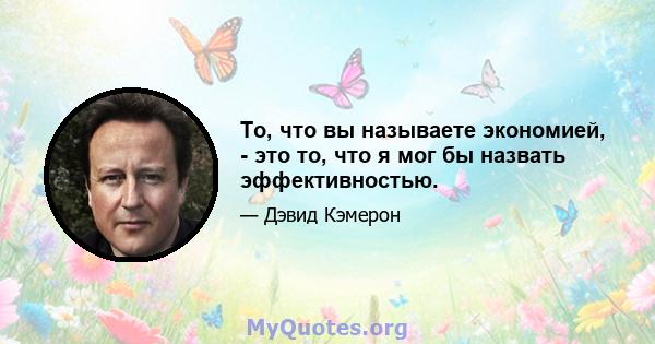 То, что вы называете экономией, - это то, что я мог бы назвать эффективностью.