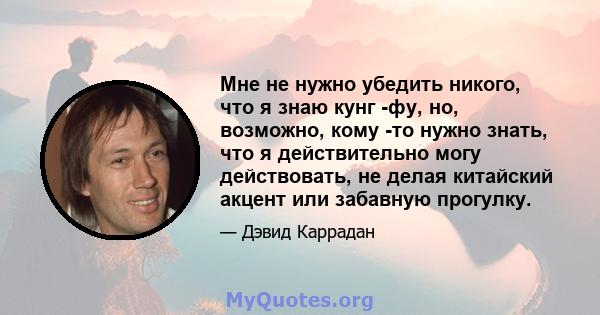 Мне не нужно убедить никого, что я знаю кунг -фу, но, возможно, кому -то нужно знать, что я действительно могу действовать, не делая китайский акцент или забавную прогулку.