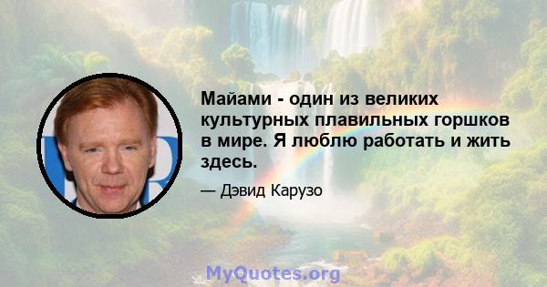 Майами - один из великих культурных плавильных горшков в мире. Я люблю работать и жить здесь.