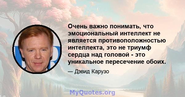 Очень важно понимать, что эмоциональный интеллект не является противоположностью интеллекта, это не триумф сердца над головой - это уникальное пересечение обоих.