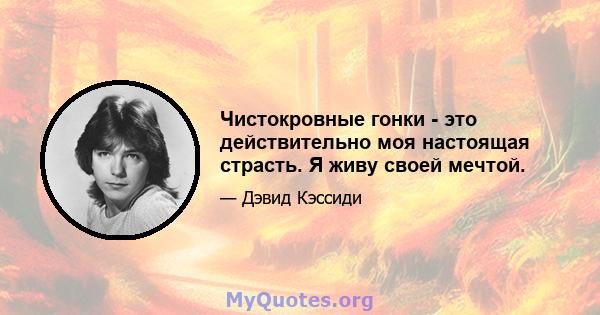 Чистокровные гонки - это действительно моя настоящая страсть. Я живу своей мечтой.