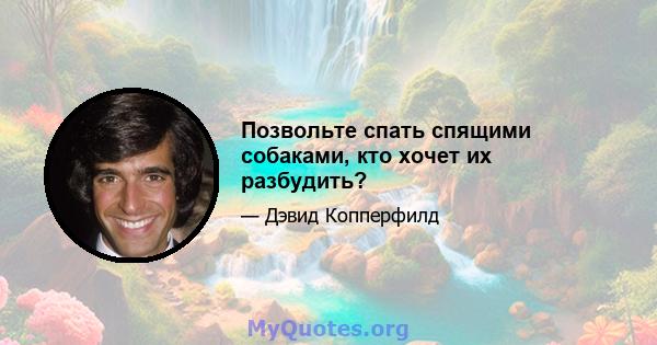 Позвольте спать спящими собаками, кто хочет их разбудить?