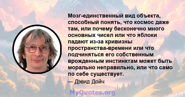 Мозг-единственный вид объекта, способный понять, что космос даже там, или почему бесконечно много основных чисел или что яблоки падают из-за кривизны пространства-времени или что подчиняться его собственным врожденным