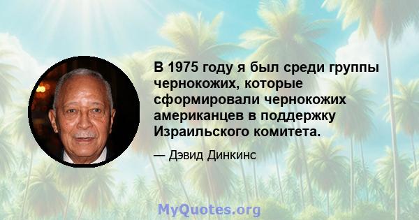 В 1975 году я был среди группы чернокожих, которые сформировали чернокожих американцев в поддержку Израильского комитета.