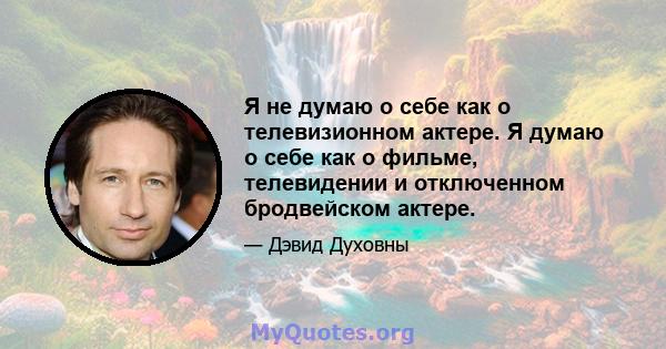 Я не думаю о себе как о телевизионном актере. Я думаю о себе как о фильме, телевидении и отключенном бродвейском актере.