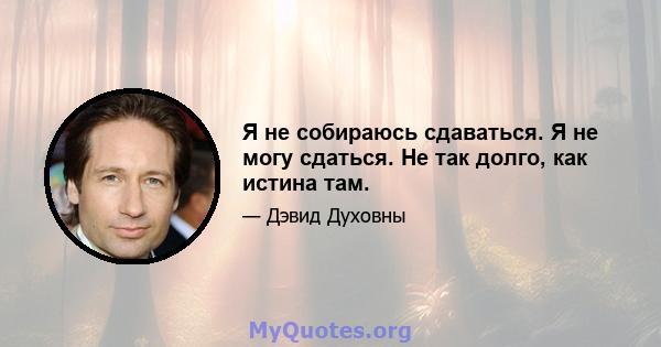 Я не собираюсь сдаваться. Я не могу сдаться. Не так долго, как истина там.