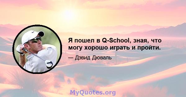 Я пошел в Q-School, зная, что могу хорошо играть и пройти.