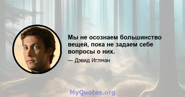 Мы не осознаем большинство вещей, пока не задаем себе вопросы о них.