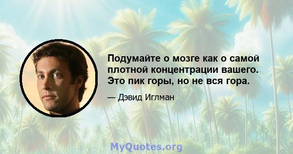 Подумайте о мозге как о самой плотной концентрации вашего. Это пик горы, но не вся гора.