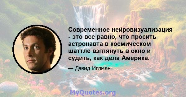 Современное нейровизуализация - это все равно, что просить астронавта в космическом шаттле взглянуть в окно и судить, как дела Америка.