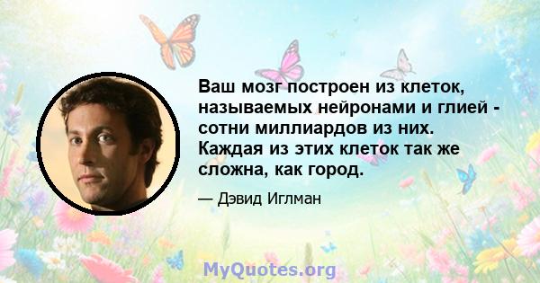 Ваш мозг построен из клеток, называемых нейронами и глией - сотни миллиардов из них. Каждая из этих клеток так же сложна, как город.