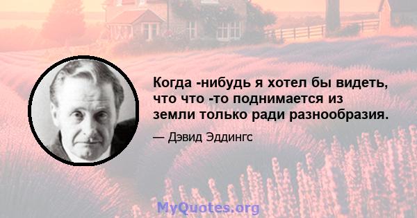 Когда -нибудь я хотел бы видеть, что что -то поднимается из земли только ради разнообразия.