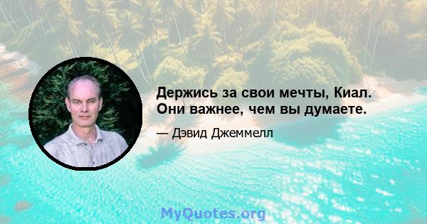 Держись за свои мечты, Киал. Они важнее, чем вы думаете.