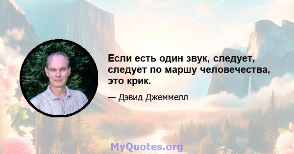 Если есть один звук, следует, следует по маршу человечества, это крик.