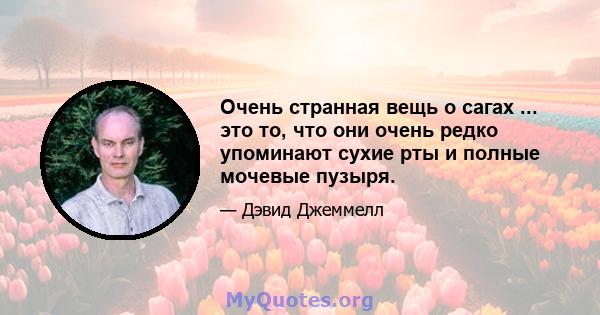 Очень странная вещь о сагах ... это то, что они очень редко упоминают сухие рты и полные мочевые пузыря.