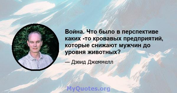 Война. Что было в перспективе каких -то кровавых предприятий, которые снижают мужчин до уровня животных?