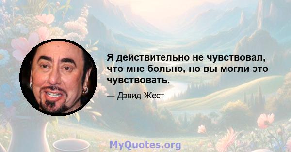 Я действительно не чувствовал, что мне больно, но вы могли это чувствовать.