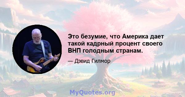 Это безумие, что Америка дает такой кадрный процент своего ВНП голодным странам.