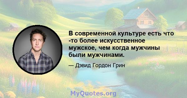 В современной культуре есть что -то более искусственное мужское, чем когда мужчины были мужчинами.