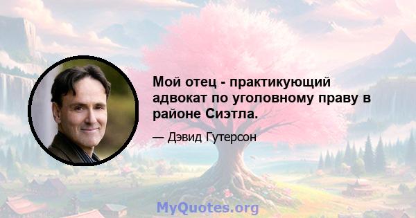 Мой отец - практикующий адвокат по уголовному праву в районе Сиэтла.