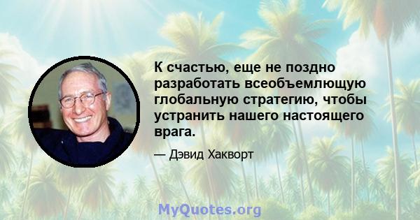 К счастью, еще не поздно разработать всеобъемлющую глобальную стратегию, чтобы устранить нашего настоящего врага.