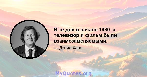 В те дни в начале 1980 -х телевизор и фильм были взаимозаменяемыми.