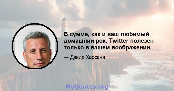 В сумме, как и ваш любимый домашний рок, Twitter полезен только в вашем воображении.