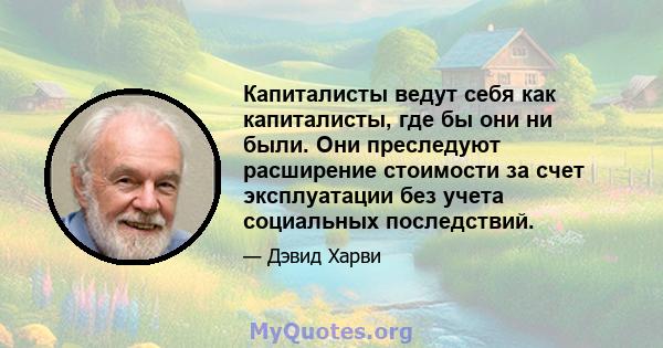 Капиталисты ведут себя как капиталисты, где бы они ни были. Они преследуют расширение стоимости за счет эксплуатации без учета социальных последствий.