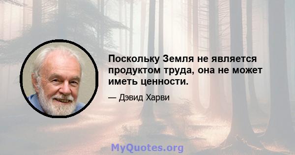 Поскольку Земля не является продуктом труда, она не может иметь ценности.