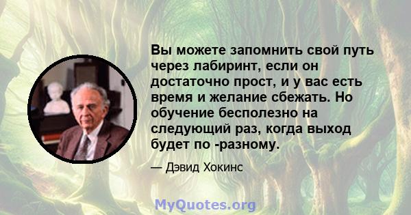 Вы можете запомнить свой путь через лабиринт, если он достаточно прост, и у вас есть время и желание сбежать. Но обучение бесполезно на следующий раз, когда выход будет по -разному.