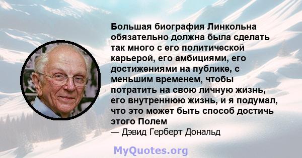 Большая биография Линкольна обязательно должна была сделать так много с его политической карьерой, его амбициями, его достижениями на публике, с меньшим временем, чтобы потратить на свою личную жизнь, его внутреннюю