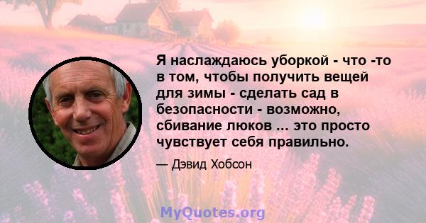 Я наслаждаюсь уборкой - что -то в том, чтобы получить вещей для зимы - сделать сад в безопасности - возможно, сбивание люков ... это просто чувствует себя правильно.