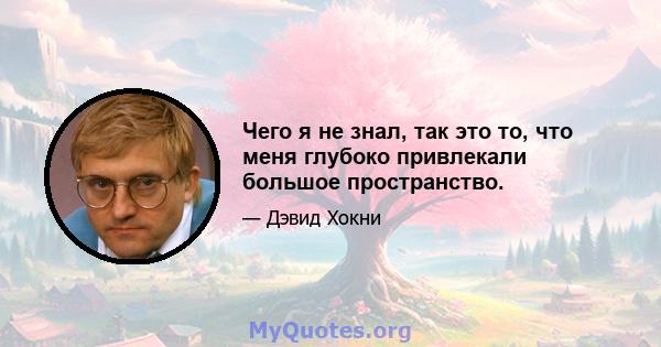 Чего я не знал, так это то, что меня глубоко привлекали большое пространство.