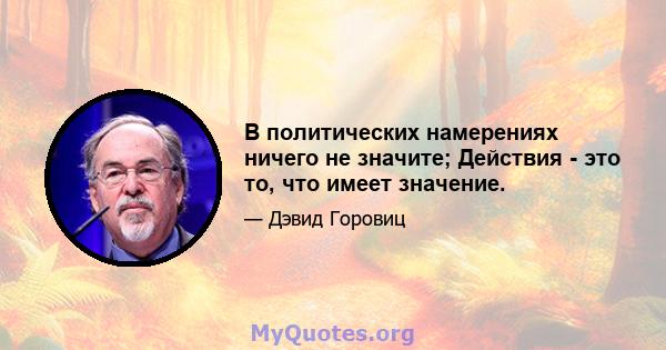 В политических намерениях ничего не значите; Действия - это то, что имеет значение.