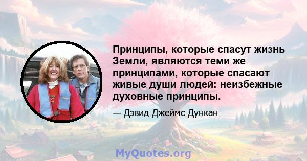 Принципы, которые спасут жизнь Земли, являются теми же принципами, которые спасают живые души людей: неизбежные духовные принципы.