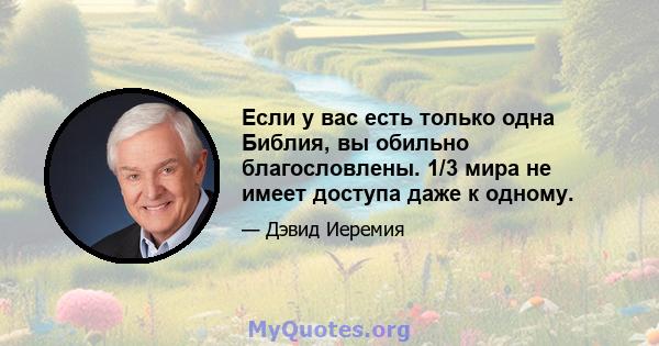 Если у вас есть только одна Библия, вы обильно благословлены. 1/3 мира не имеет доступа даже к одному.