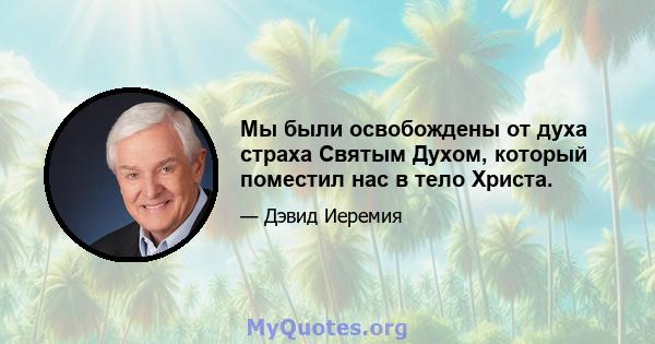 Мы были освобождены от духа страха Святым Духом, который поместил нас в тело Христа.