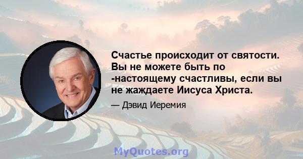 Счастье происходит от святости. Вы не можете быть по -настоящему счастливы, если вы не жаждаете Иисуса Христа.