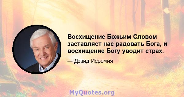 Восхищение Божьим Словом заставляет нас радовать Бога, и восхищение Богу уводит страх.