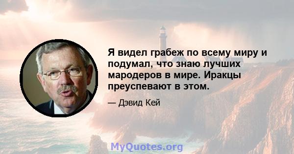 Я видел грабеж по всему миру и подумал, что знаю лучших мародеров в мире. Иракцы преуспевают в этом.