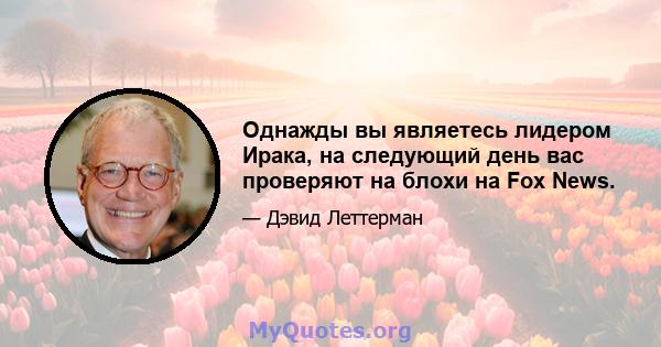 Однажды вы являетесь лидером Ирака, на следующий день вас проверяют на блохи на Fox News.