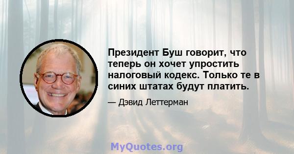 Президент Буш говорит, что теперь он хочет упростить налоговый кодекс. Только те в синих штатах будут платить.