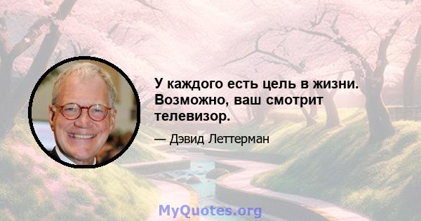 У каждого есть цель в жизни. Возможно, ваш смотрит телевизор.