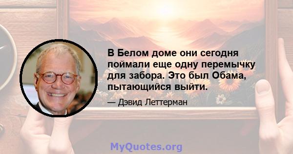 В Белом доме они сегодня поймали еще одну перемычку для забора. Это был Обама, пытающийся выйти.