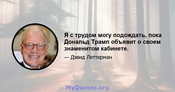 Я с трудом могу подождать, пока Дональд Трамп объявит о своем знаменитом кабинете.