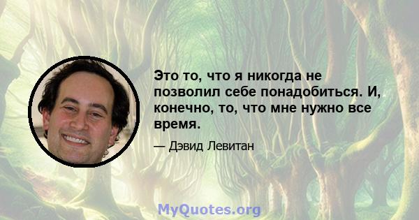 Это то, что я никогда не позволил себе понадобиться. И, конечно, то, что мне нужно все время.