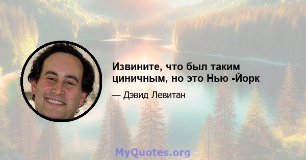 Извините, что был таким циничным, но это Нью -Йорк