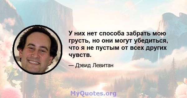 У них нет способа забрать мою грусть, но они могут убедиться, что я не пустым от всех других чувств.